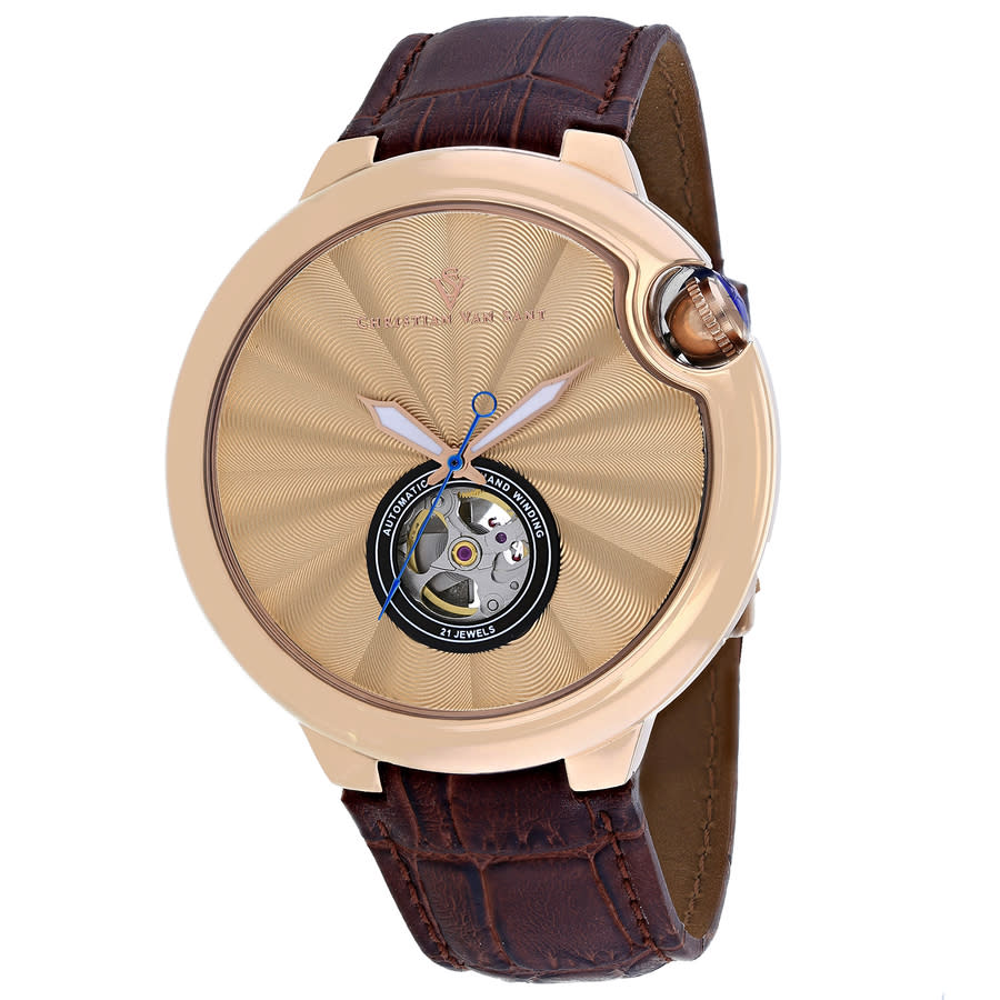 Christian Van Sant Cyclone Automatic Black Dial Mens Watch Cv0148 In Black / Brown / Gold Tone / Rose / Rose Gold Tone