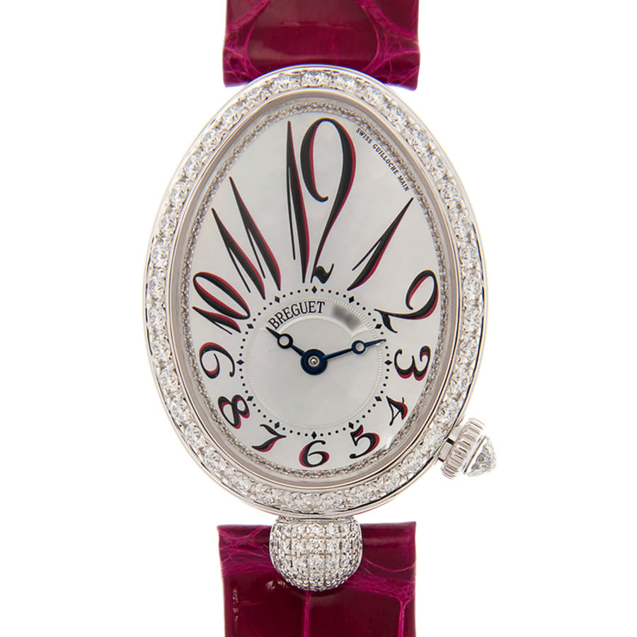 Breguet Reine De Naples Automatic Ladies Watch 8928bb/5p/944.dd0d In Blue / Gold / Mop / Mother Of Pearl / Pink / White