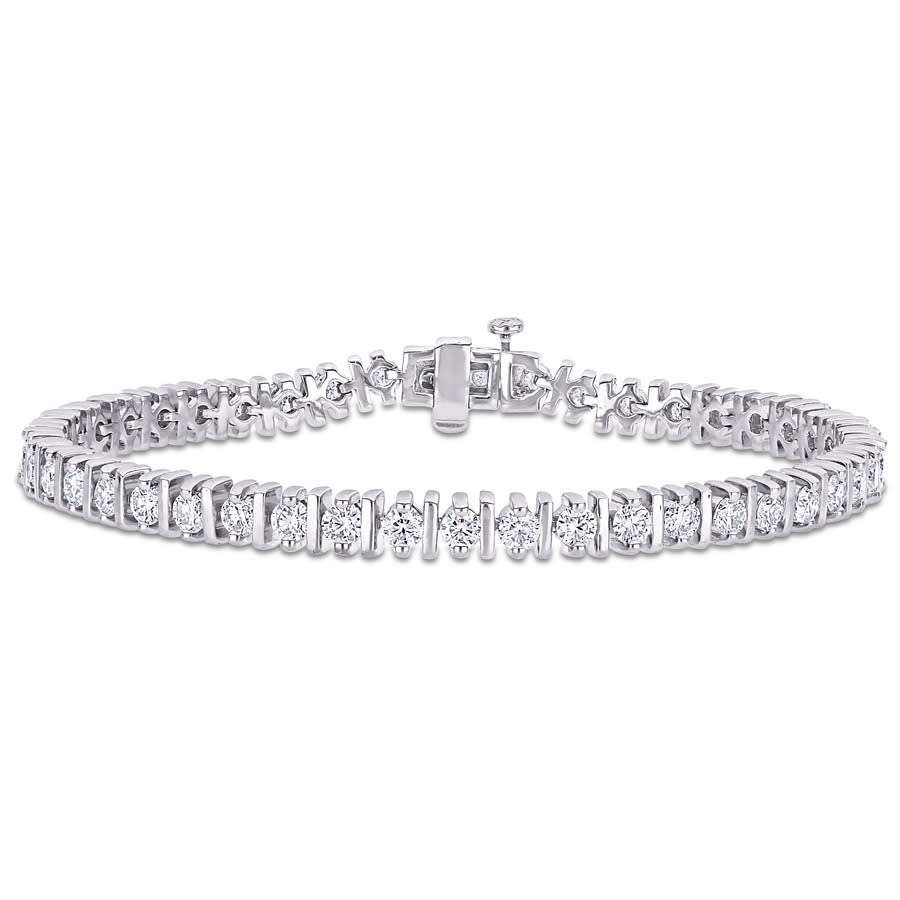 Amour 4 1/2 Ct Dew Created Moissanite Bar Tennis Bracelet In Sterling Silver In White