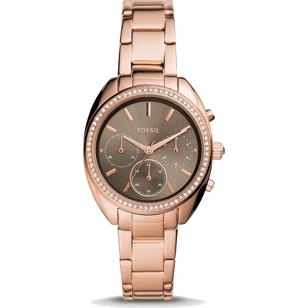 Fossil Vale Chronograph Quartz Crystal Brown Dial Ladies Watch Bq3659 In Brown / Gold Tone / Rose / Rose Gold Tone