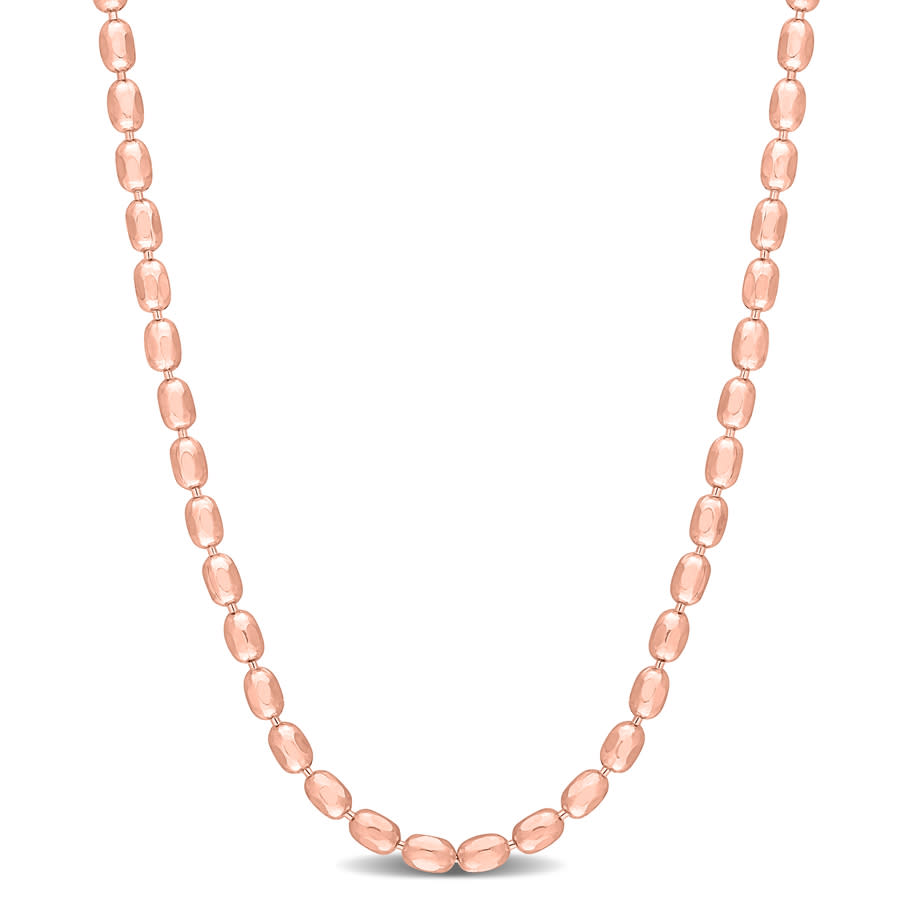 Amour Oval Ball Chain Necklace In 18k Rose Gold Plated Sterling Silver In Rose Gold-tone