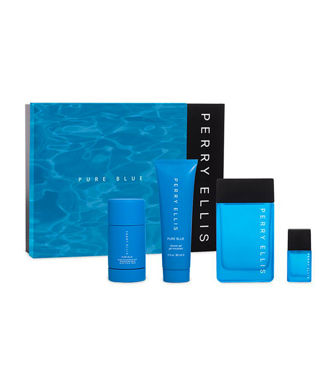 Perry Ellis Mens Pure Blue Gift Set Fragrances 844061012479 In Blue,green,white