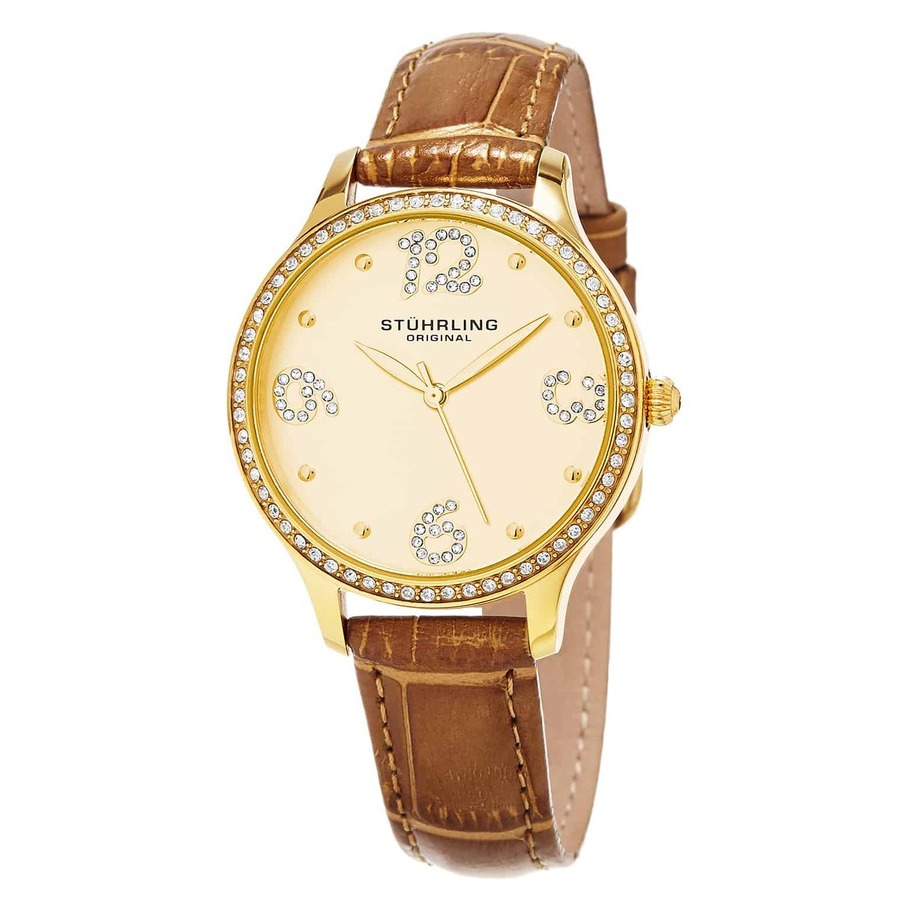 Stuhrling Original Vogue Gold-tone Dial Ladies Watch M15312 In Brown / Gold / Gold Tone / Yellow