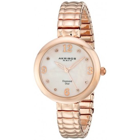 AKRIBOS XXIV AKRIBOS IMPECCABLE MOTHER OF PEARL ROSE GOLD-TONE LADIES WATCH AK765RG