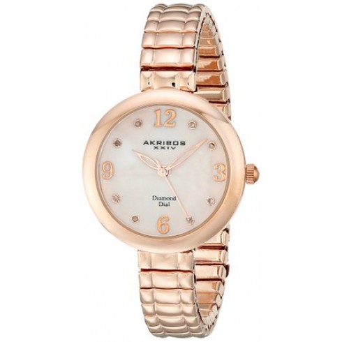 Akribos Xxiv Akribos Impeccable Mother Of Pearl Rose Gold-tone Ladies Watch Ak765rg In Gold / Gold Tone / Mop / Mother Of Pearl / Rose / Rose Gold / Rose Gold Tone