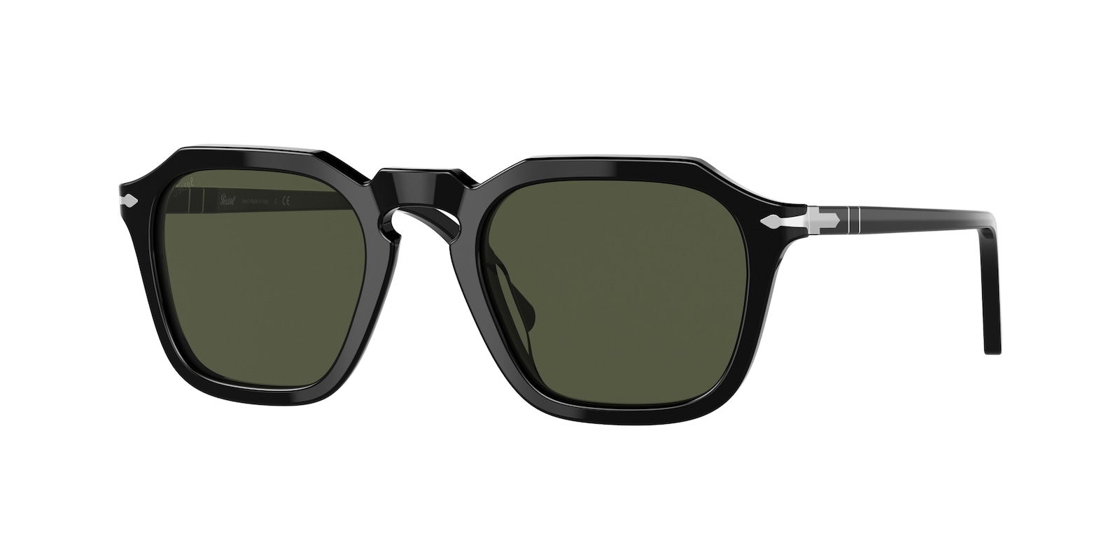 Persol Green Square Unisex Sunglasses Po3292s 95/31 48 In Black,green