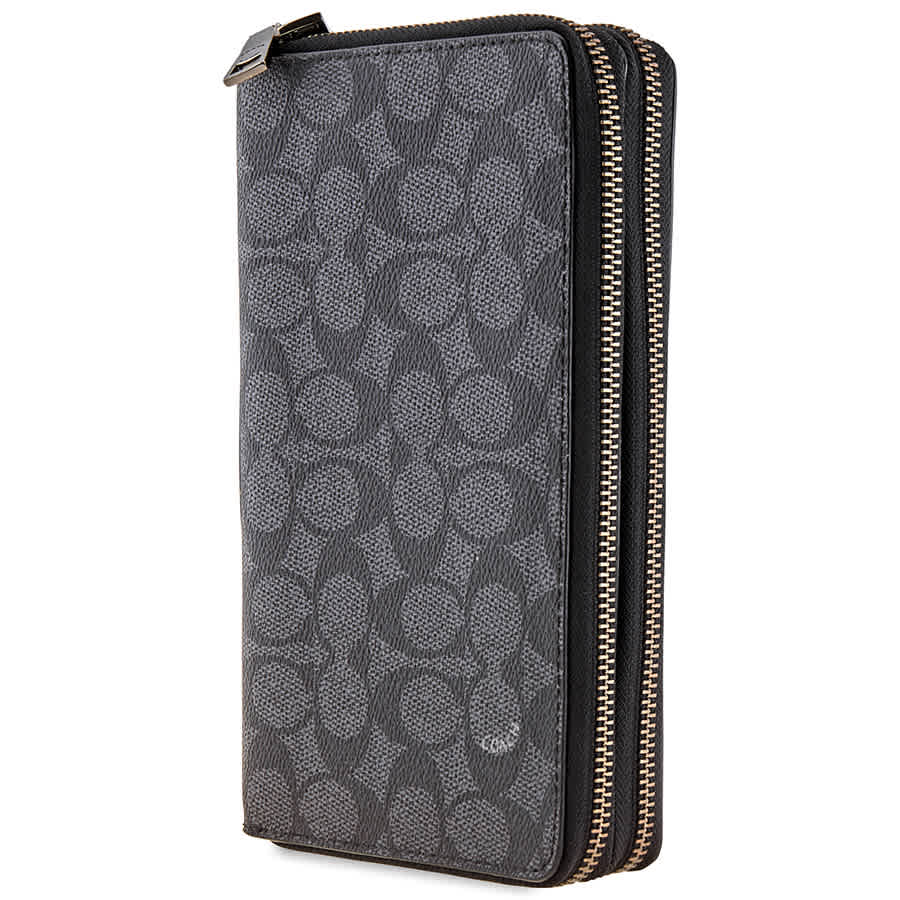 Coach Mens Double Zip Travel Organizer In Signature Canvas In Grey