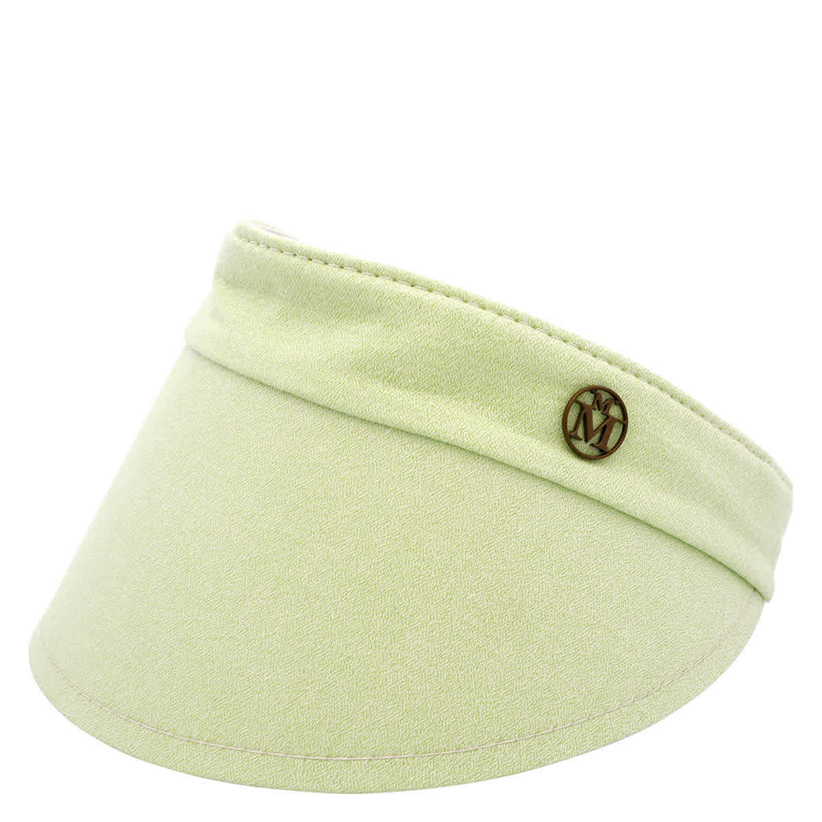 Maison Michel Reversible Green Cotton Patty Visor In Beige/green