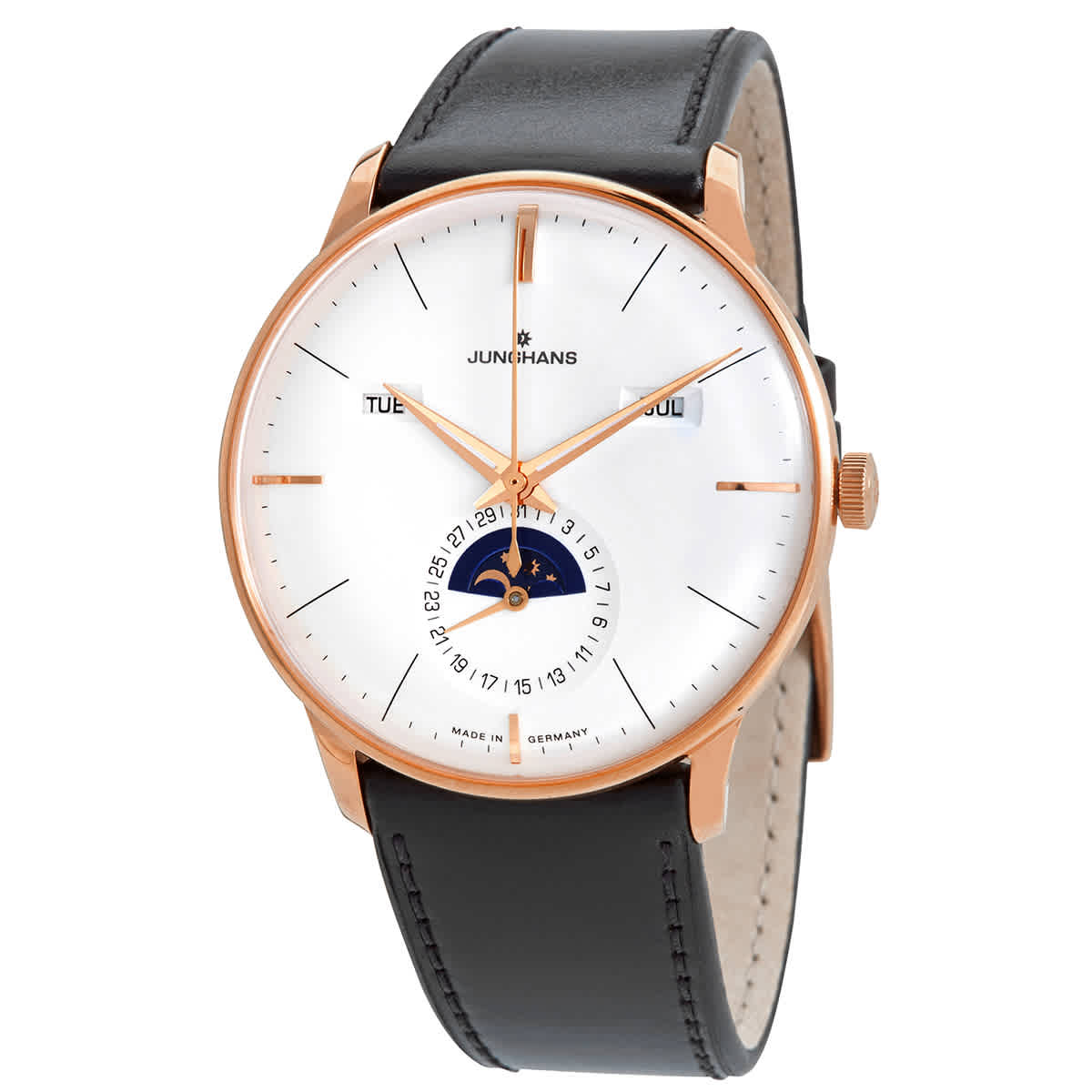 JUNGHANS MEISTER KALENDER AUTOMATIC SILVER DIAL MENS WATCH 027/7003.01
