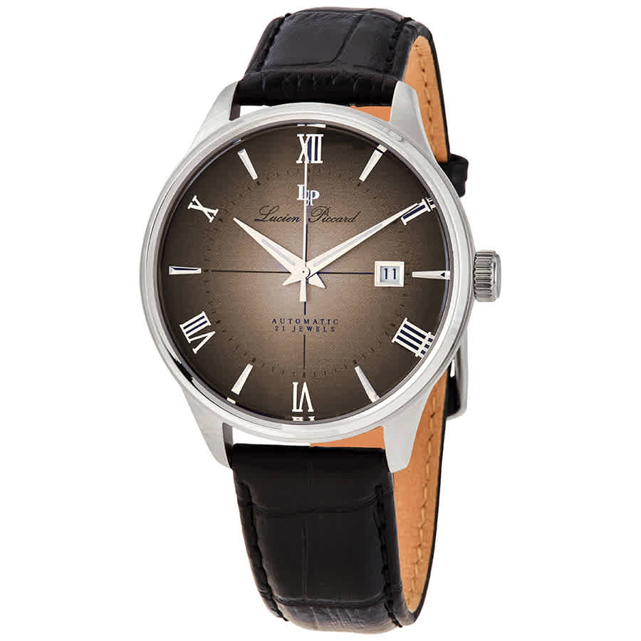 Lucien Piccard Automatic Brown Dial Mens Watch Lp-1881a-04 In Brown,silver Tone