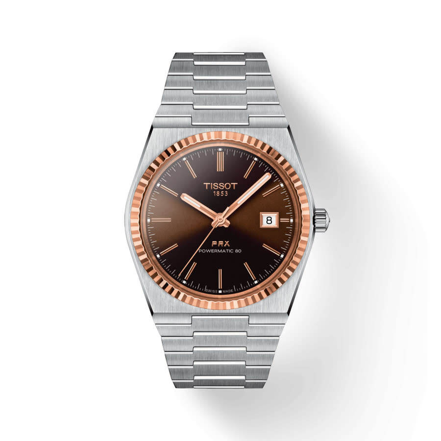 Tissot Prx Automatic Brown Dial Mens Watch T931.407.41.291.00 In Brown / Gold / Rose / Rose Gold