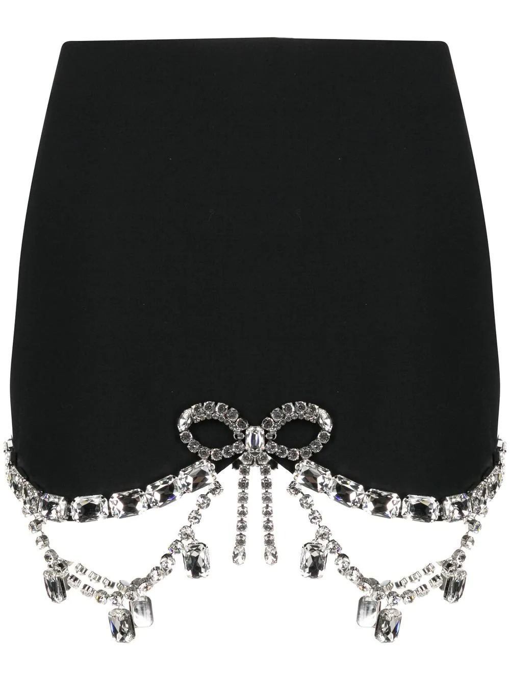 Area Embellished Bow Scalloped Mini Skirt In Black
