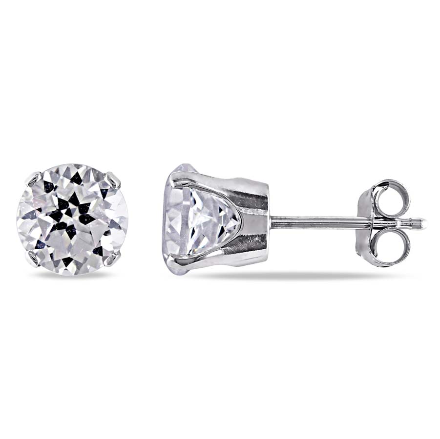 Amour 2.6ct Tgw Created White Sapphire Solitaire Earrings Jms003134 In Gold / Gold Tone / White