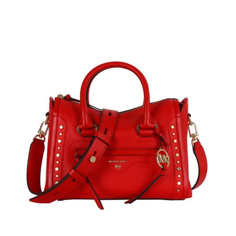 MICHAEL KORS CARINE SMALL RED LEATHER TOTE