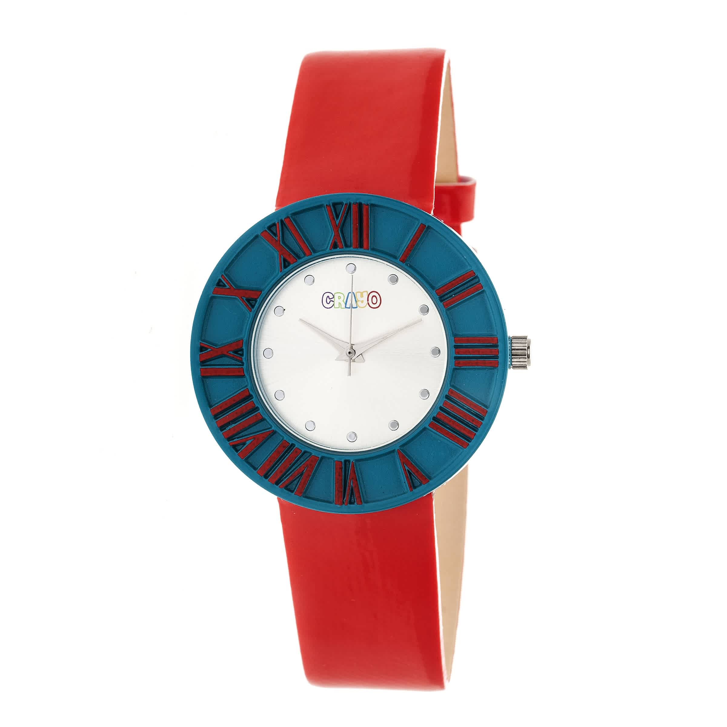 Shop Crayo Prestige Silver Dial Red Polyurethane Watch Cracr3107 In Red   / Silver / Teal