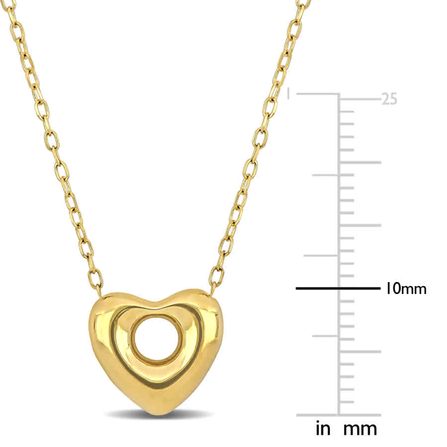 Amour Puff Heart Necklace In 10k Yellow Gold - 18 In In Yellow