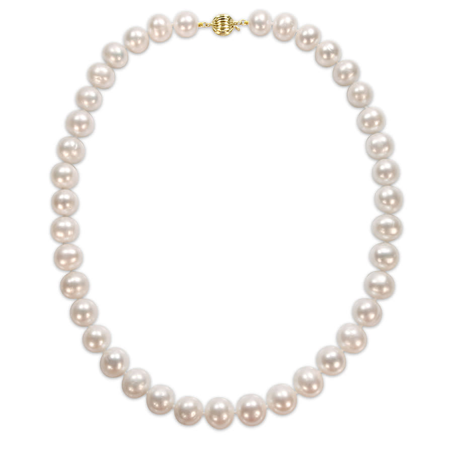 Amour 10-12mm Freshwater Off-round Pearl Necklace In 14k Yellow Gold