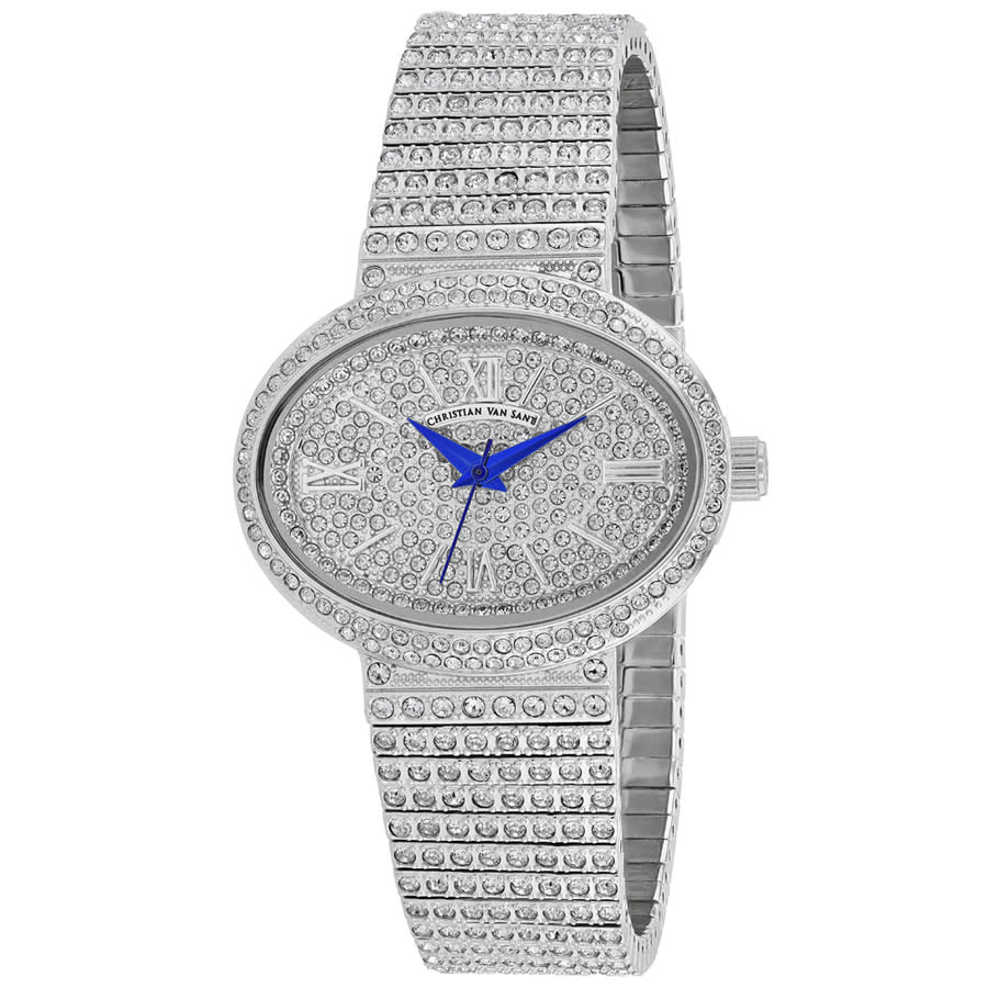Click to view more detailed imagery on our partner's website Christian Van Sant Sparkler Quartz Silver Dial Ladies Watch Cv0250 In Blue,silver Tone
