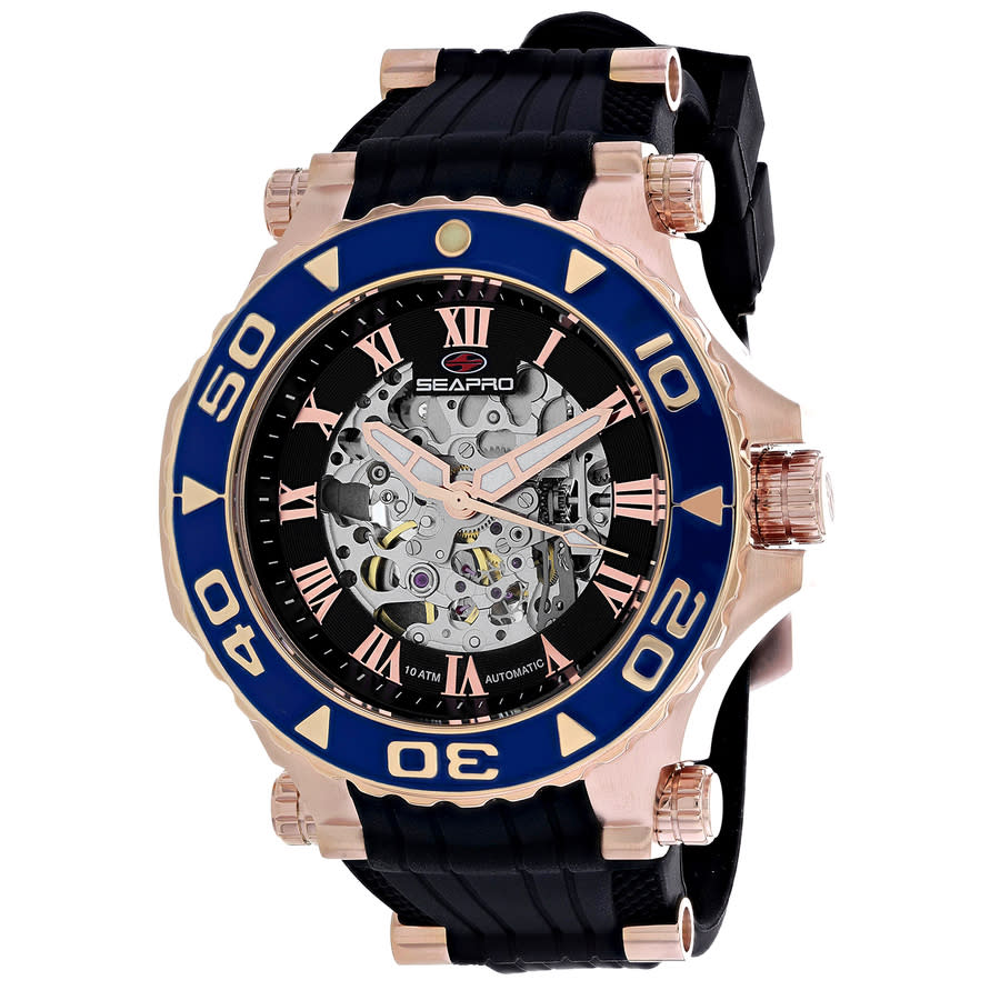 Seapro Men's Seaway Black Dial Watch In Black / Blue / Gold Tone / Rose / Rose Gold Tone