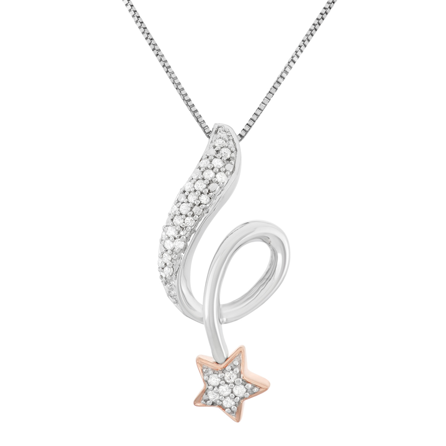 Hetal Diamonds 0.15cttw White Diamond Star Fashion Pendant (h-i In Silver Tone,two Tone,white