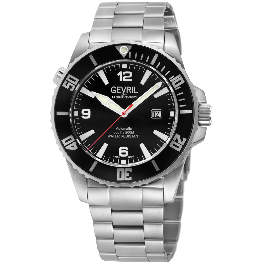 GEVRIL GEVRIL CANAL STREET AUTOMATIC BLACK DIAL MENS WATCH 46600B