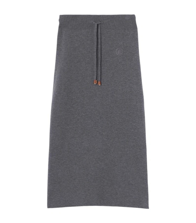 Monogram Motif Cashmere Blend Jogging Pants in Storm Grey Melange - Women