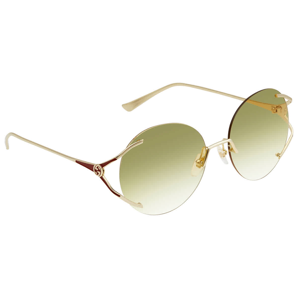 Gucci Yellow Gradient Round Ladies Sunglasses Gg0645s 004 57 In Gold Tone,yellow