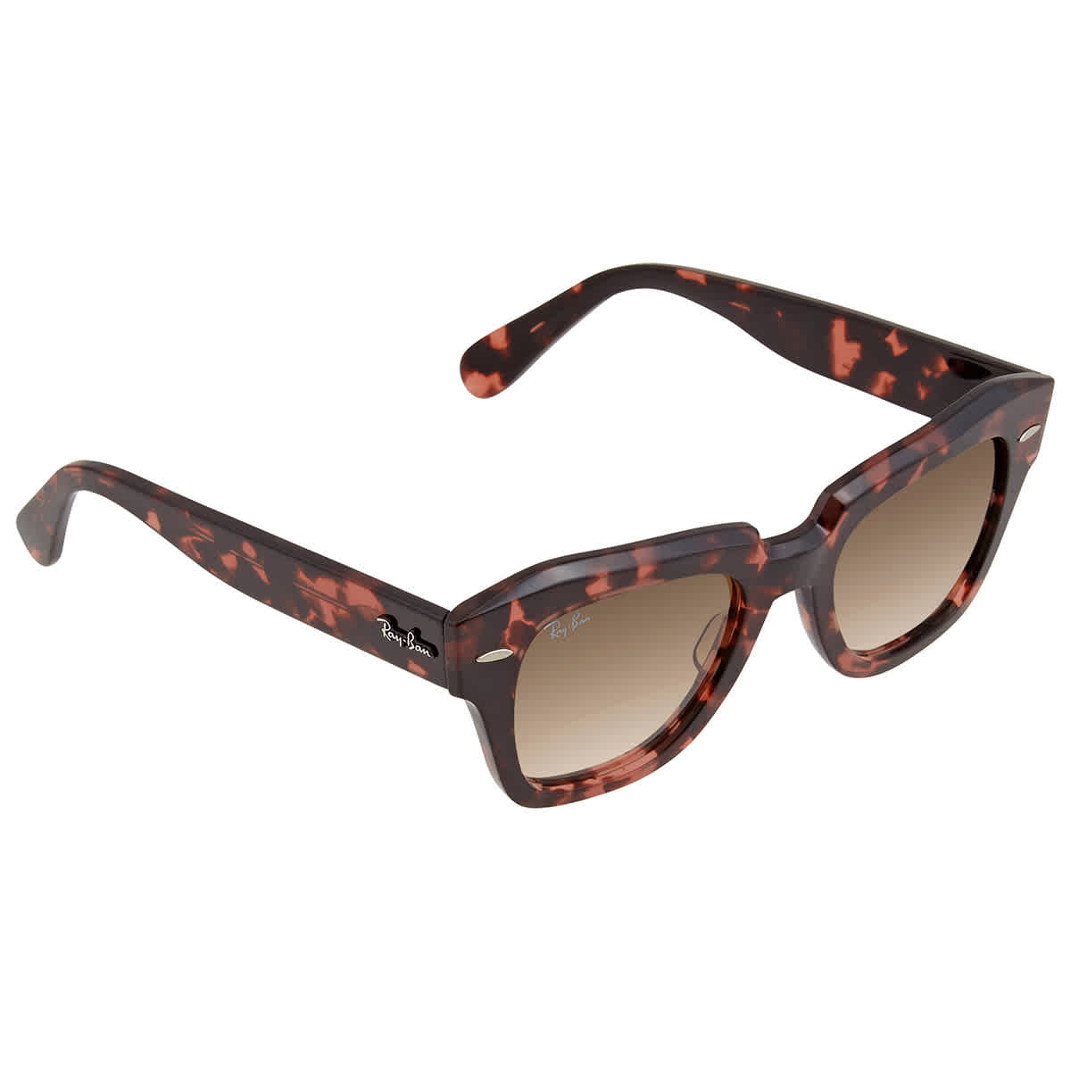 Ray Ban State Street Fleck Light Brown Gradient Square Unisex Sunglasses Rb2186 133451 49 In Brown,pink