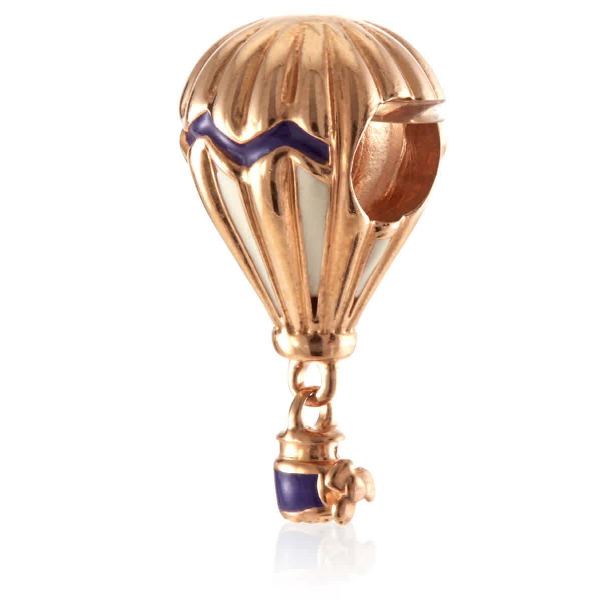 PANDORA 14K ROSE GOLD-PLATED BLUE HOT AIR BALLOON TRAVEL CHARM