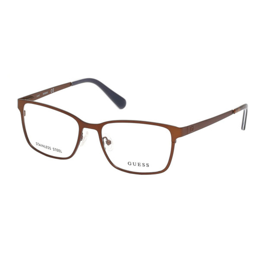 GUESS MENS BROWN RECTANGULAR EYEGLASS FRAMES GU195804954