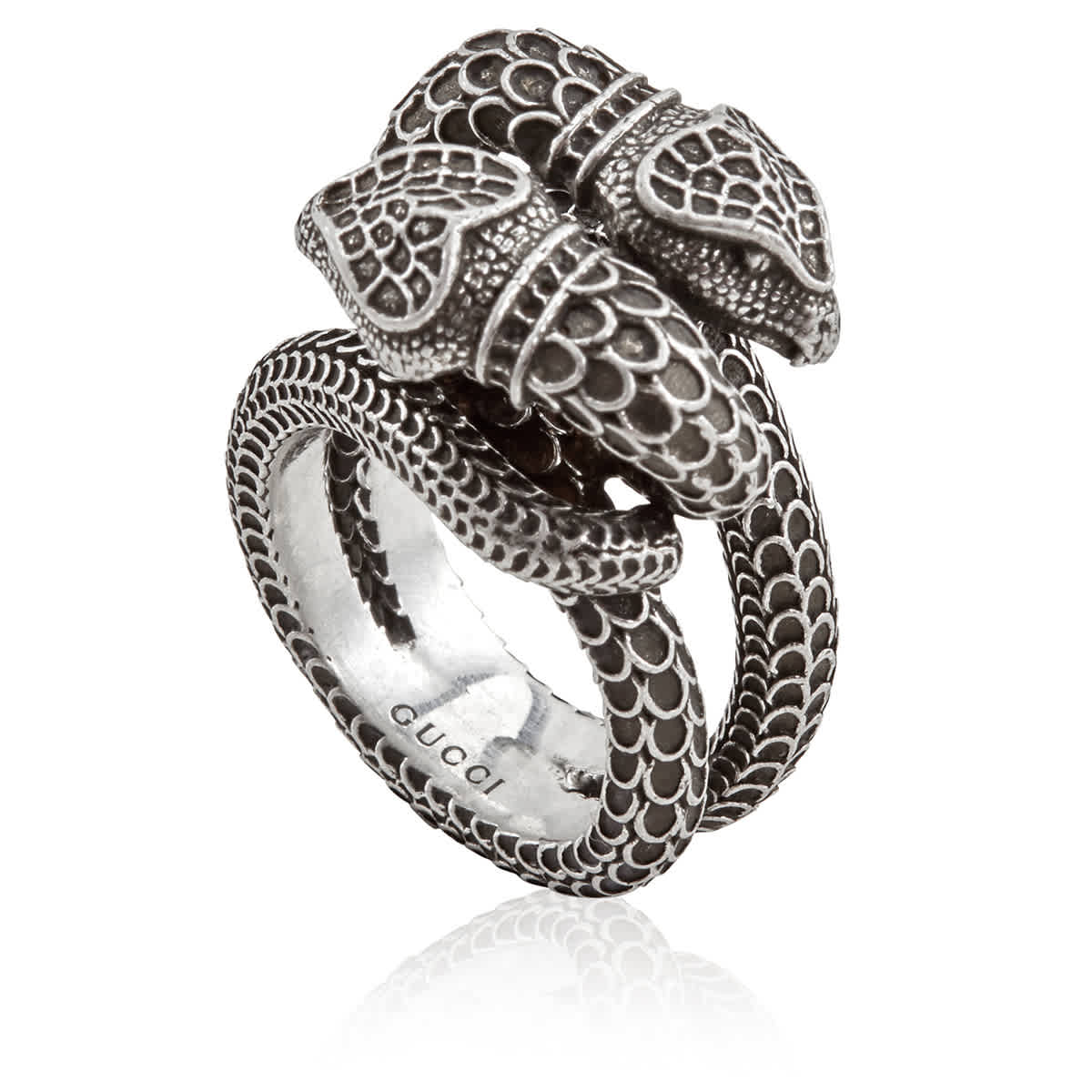 Gucci Double Snake Ring Size: 6 1/2 In Silver Tone