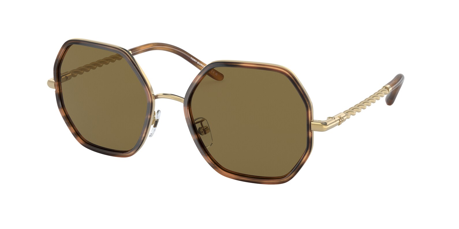Tory Burch Solid Brown Irregular Ladies Sunglasses Ty6092 332873 55 In Brown / Honey