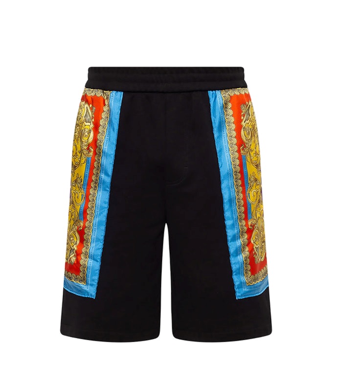 Versace Barocco Goddess Night Print Shorts Men In Black