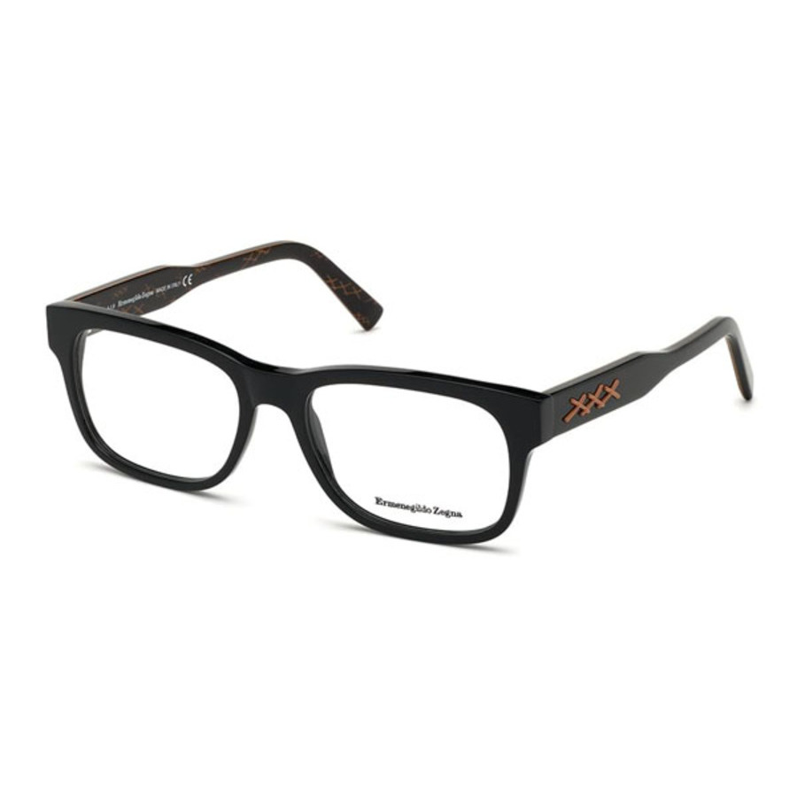 Ermenegildo Zegna Mens Black Square Eyeglass Frames Ez517300156