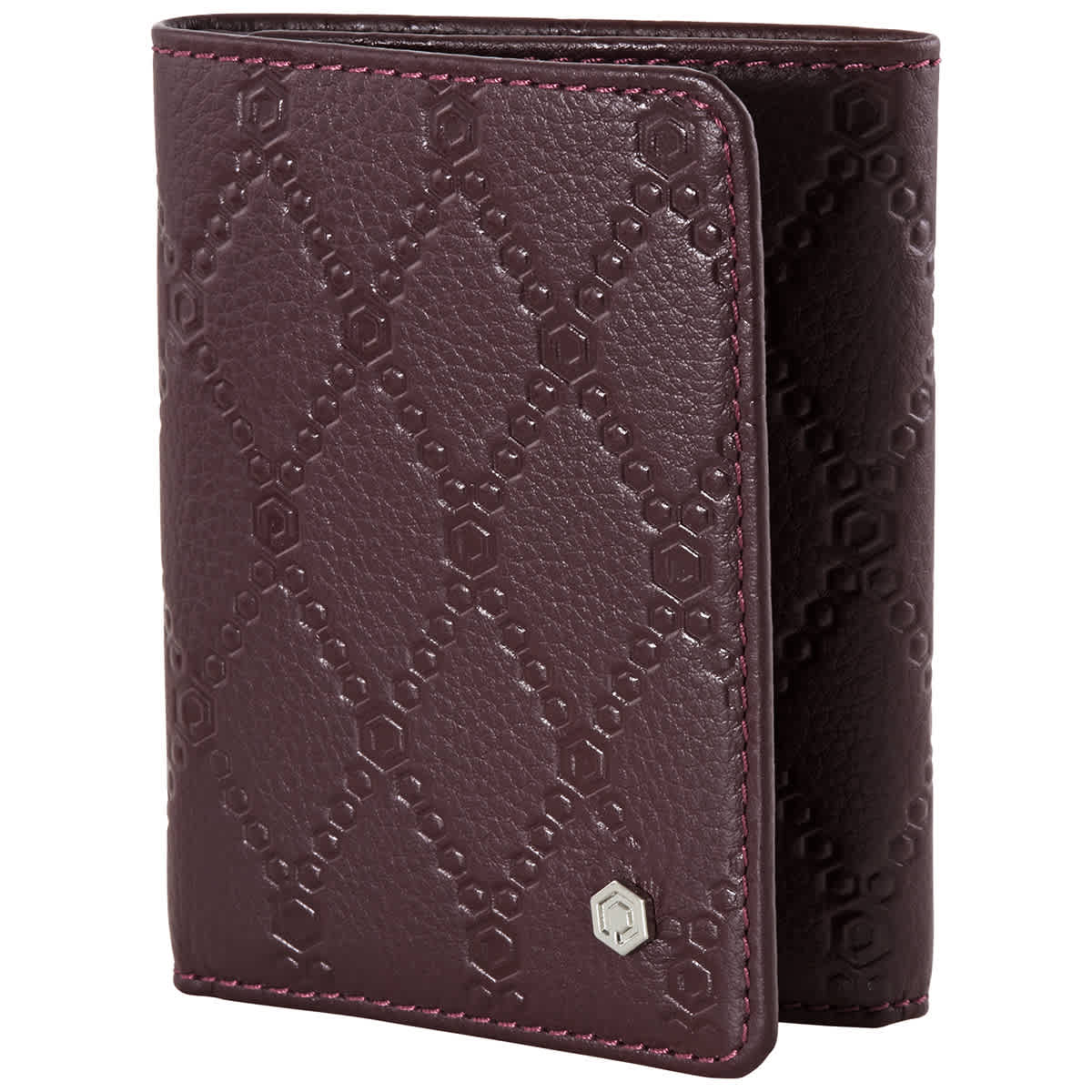 Picasso And Co Folding Leather Wallet- Burgundy In Red