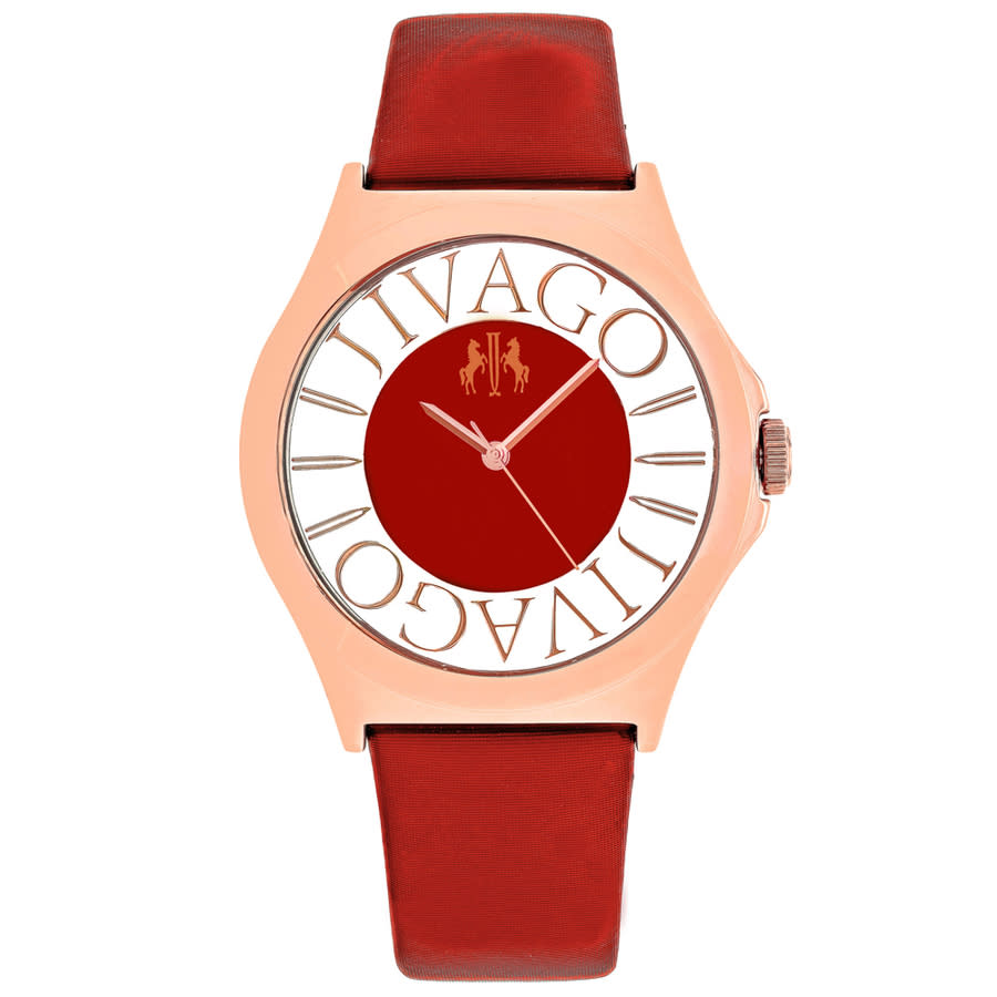 Shop Jivago Fun Quartz Pink Dial Ladies Watch Jv8436 In Red   / Gold Tone / Pink / Rose / Rose Gold Tone