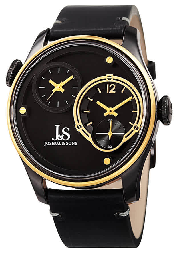 Joshua And Sons Quartz Black Dual Time Dial Mens Watch Jx118bkyg In Black / Gold Tone