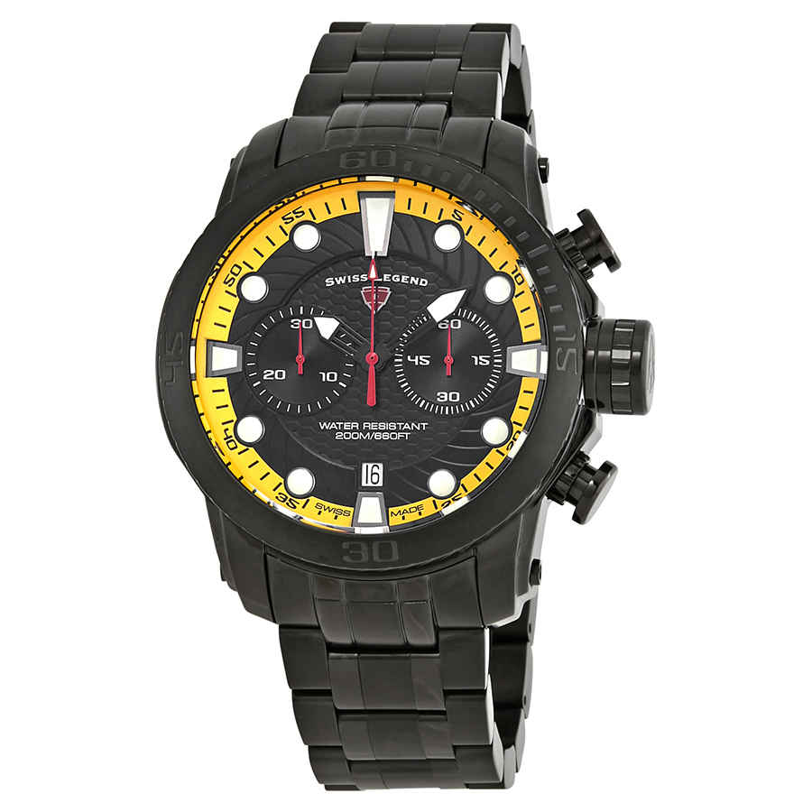 Swiss Legend Seagate Chronograph Mens Watch Sl-10624sm-bb-11-ya In Black,yellow