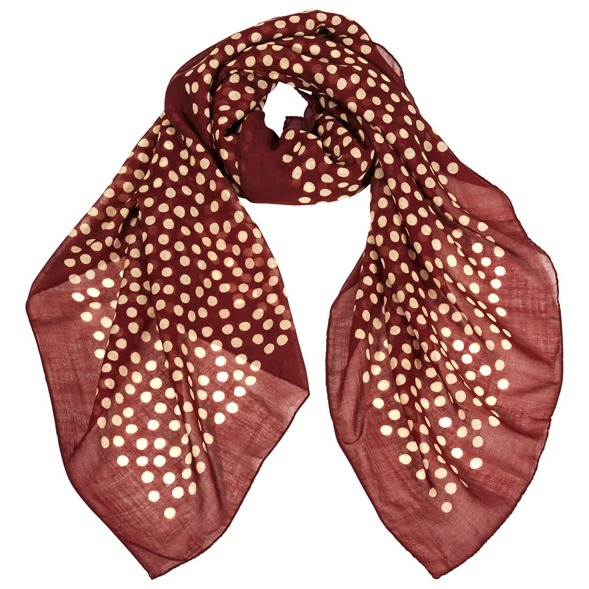 Saint Laurent Wool Jacquard Fawn Spots Square Scarf In Red