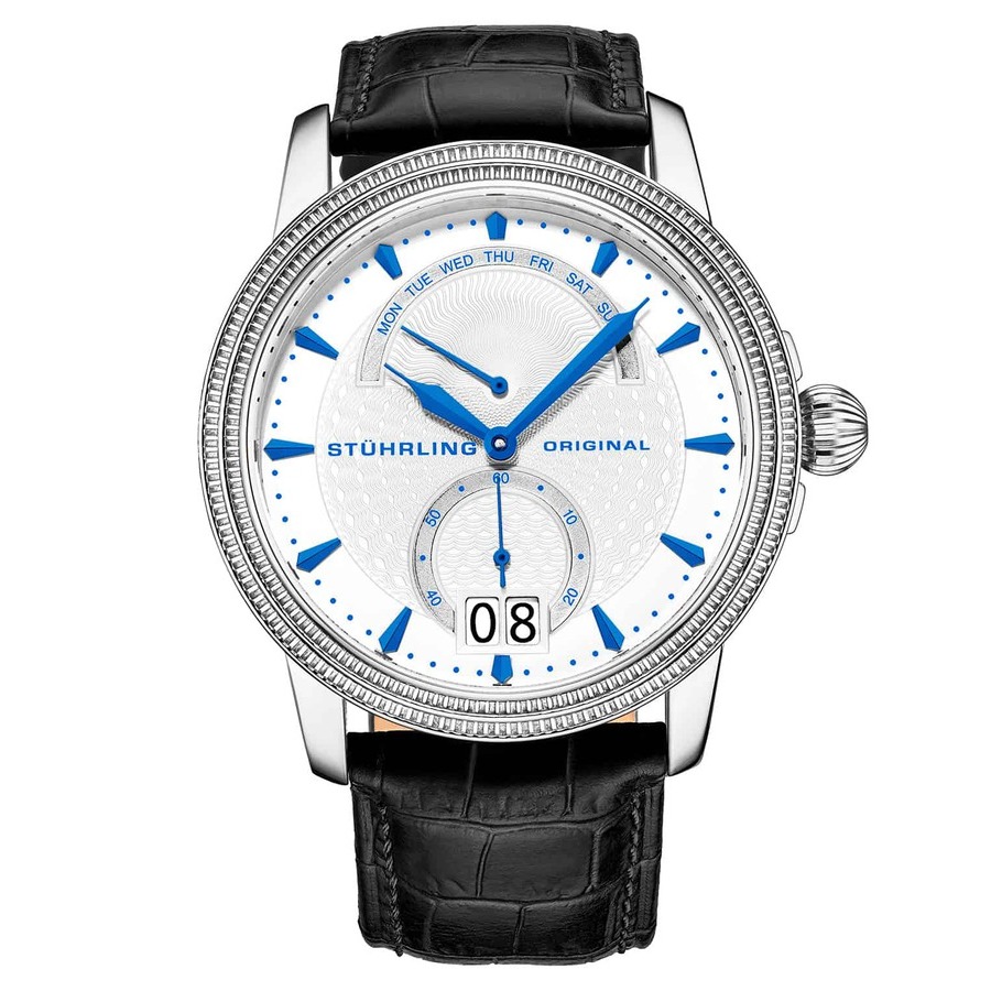 Stuhrling Original Symphony Silver-tone Dial Mens Watch M15454 In Black / Blue / Silver