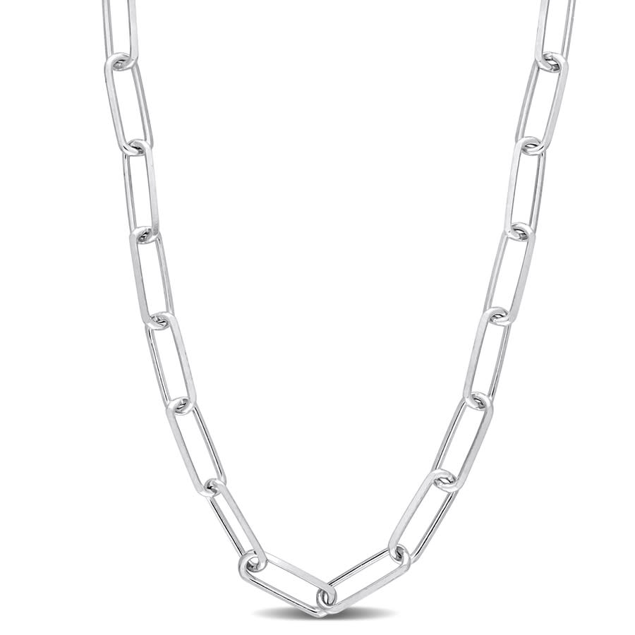 Amour Diamond Cut Paperclip Chain Necklace In Sterling Silver In White