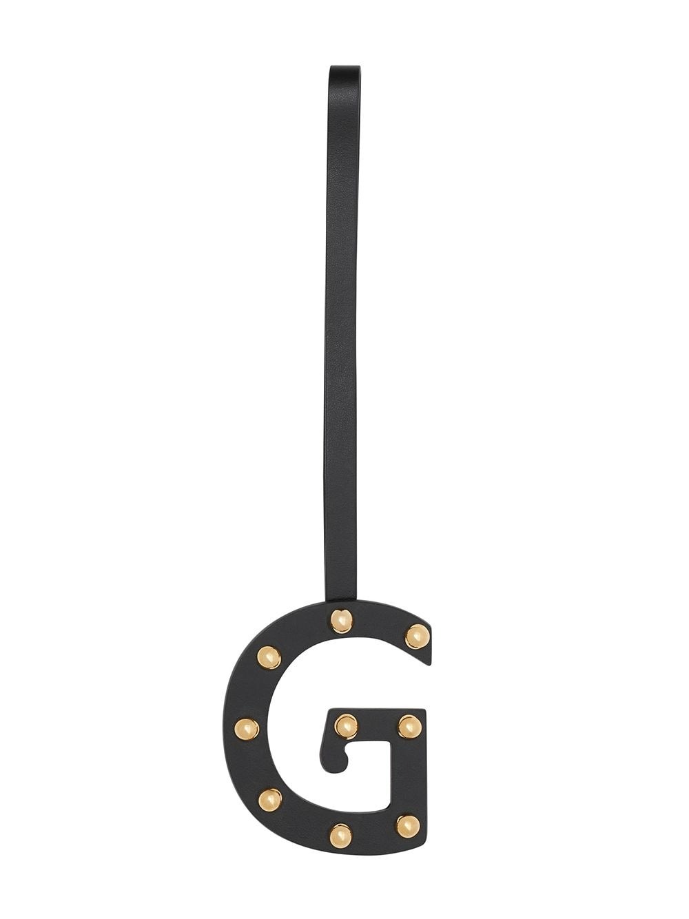 Burberry Studded Leather Alphabet G Charm In Black/light Gold