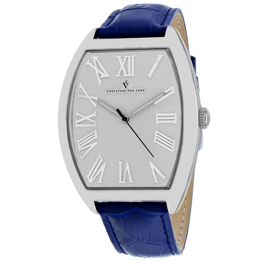 Click to view more detailed imagery on our partner's website Christian Van Sant Royalty Quartz Silver Dial Mens Watch Cv0275 In Blue,silver Tone