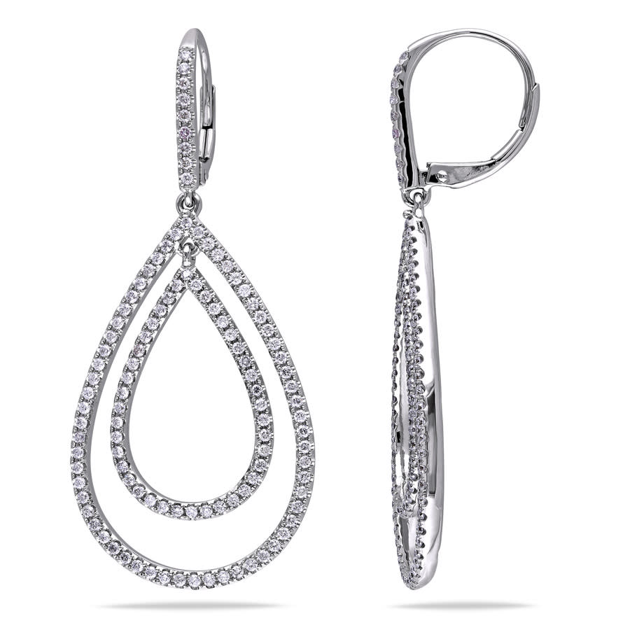 Amour 1 3/4 Ct Tw Diamond Pear Shaped Leverback Earrings In 14k White Gold