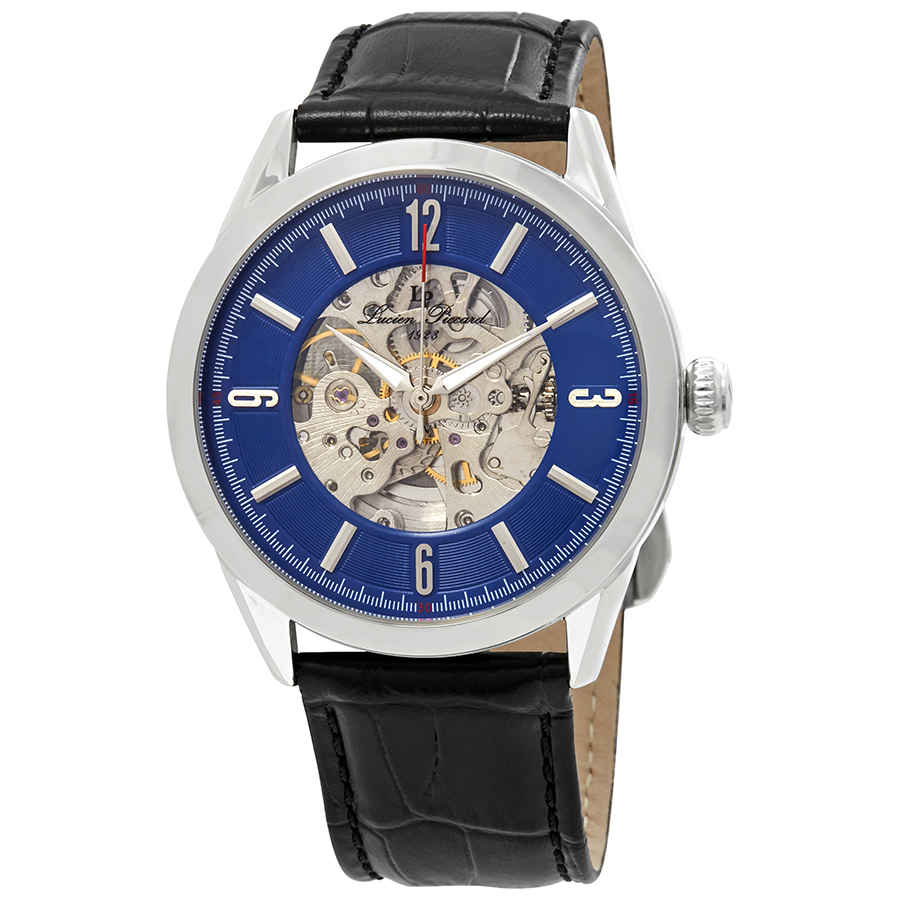 Lucien Piccard Loft Automatic Skeleton Dial Mens Watch Lp-10660a-03 In Black,blue,silver Tone