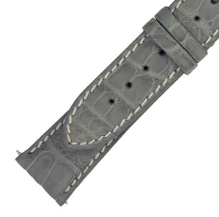 Hadley Roma 21 Mm Matte Light Grey Alligator Leather Strap