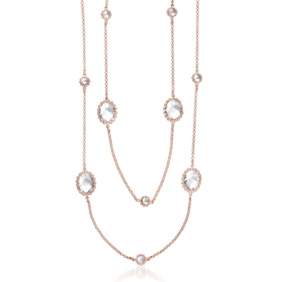 Megan Walford Rock Crystal Diamond By The Yard Necklace In Rose Gold-tone