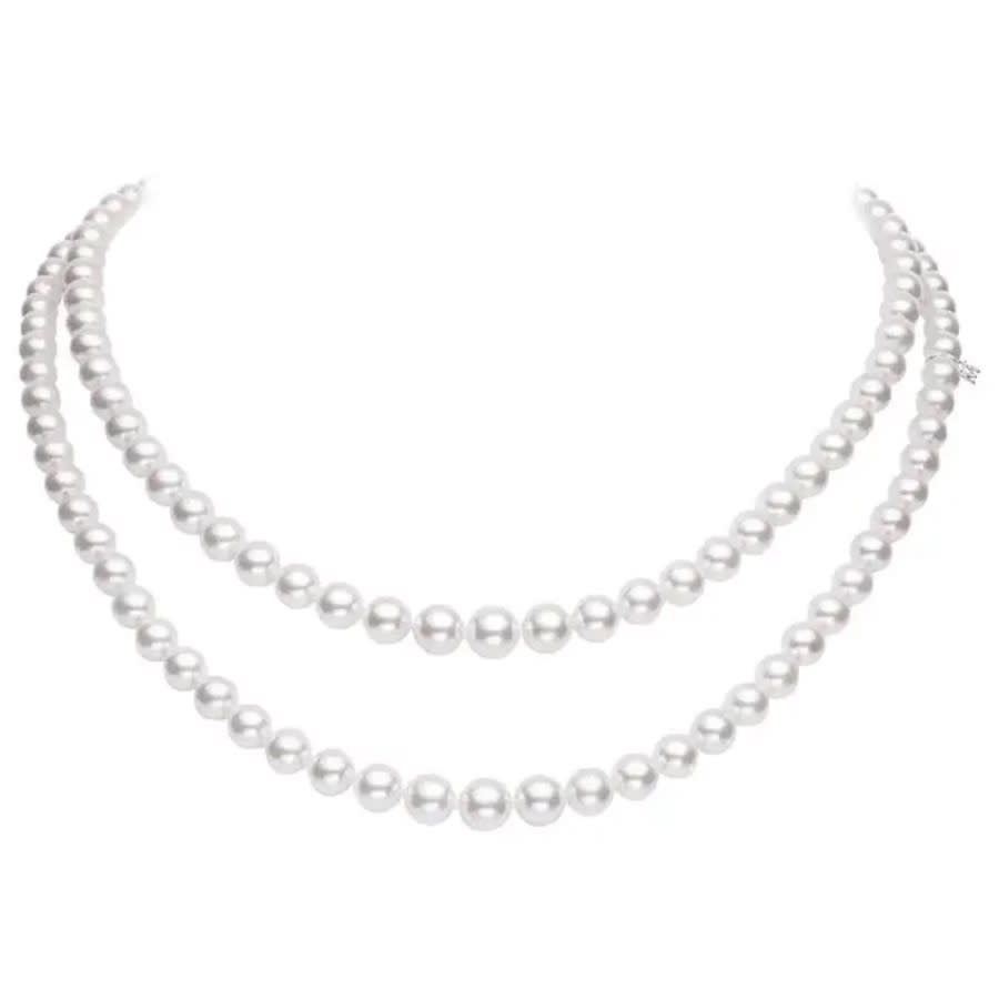 Mikimoto Graduated A1 Double-strand 18 Karat White Gold