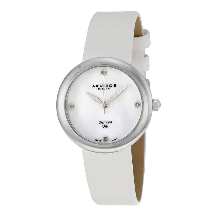 Akribos Xxiv White Ladies Watch Ak687ss In Silver Tone,white