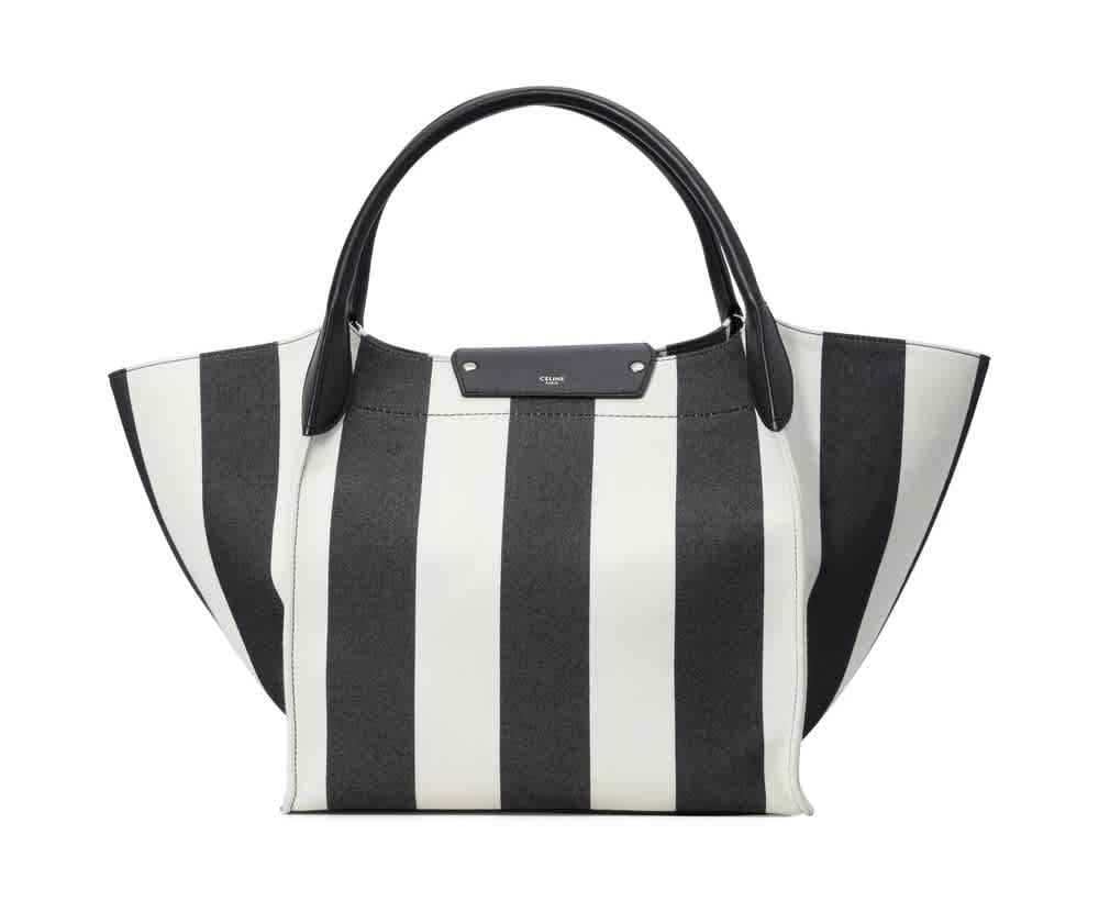 Celine Ladies Big Bag With Large Stripes In Black,silver Tone,white